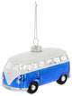 VW T1 Bus Glass Decoration, Christmas Ornament - Blue/White