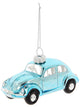 VW Beetle Glass Decoration, Christmas Ornament - Blue